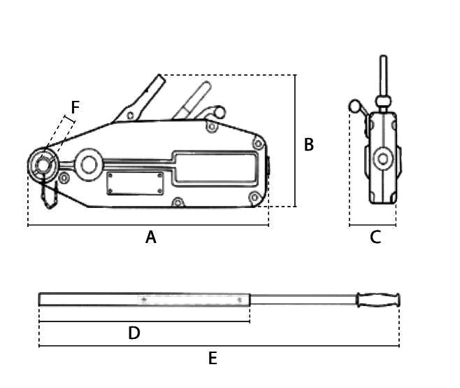 deltafor cable puller dimensions